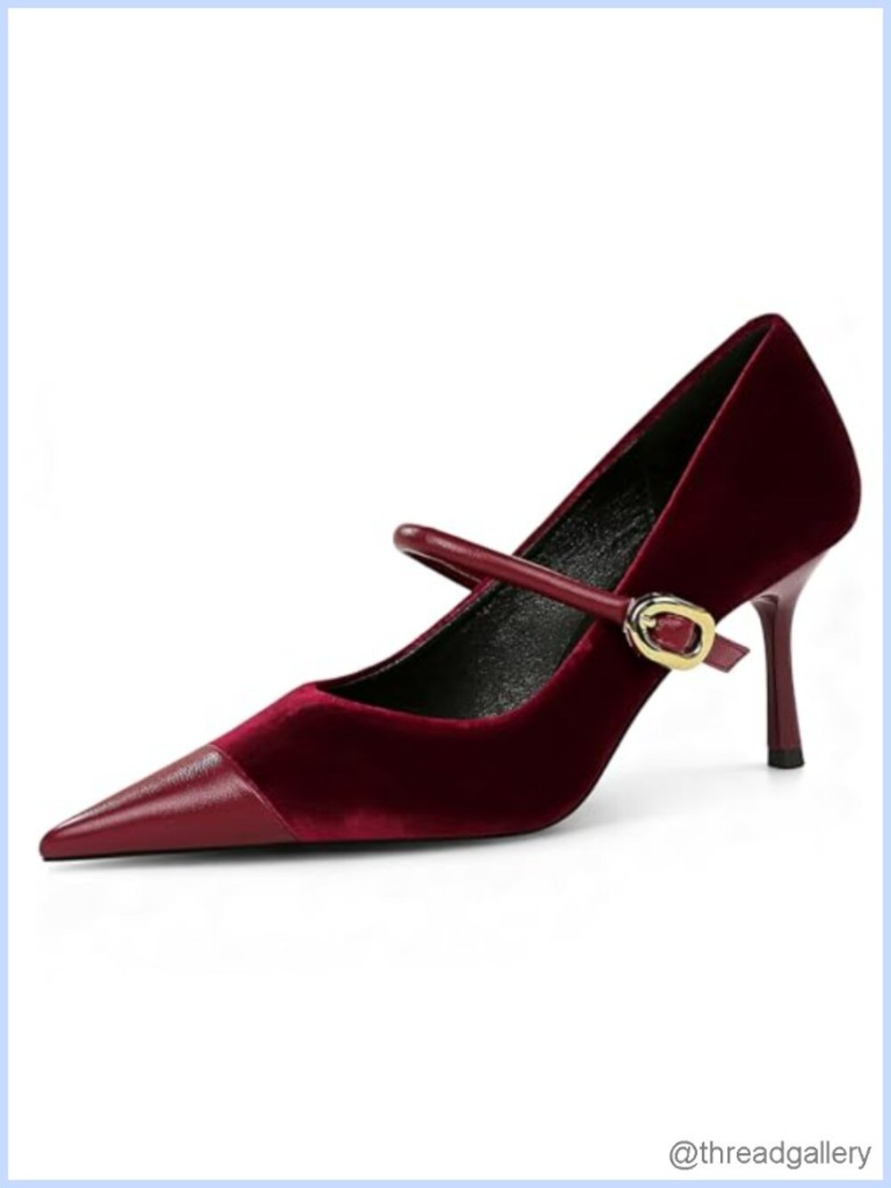 Women's Pointed Toe Velvet Stiletto Heel Pumps with Single-Strap for Wedding